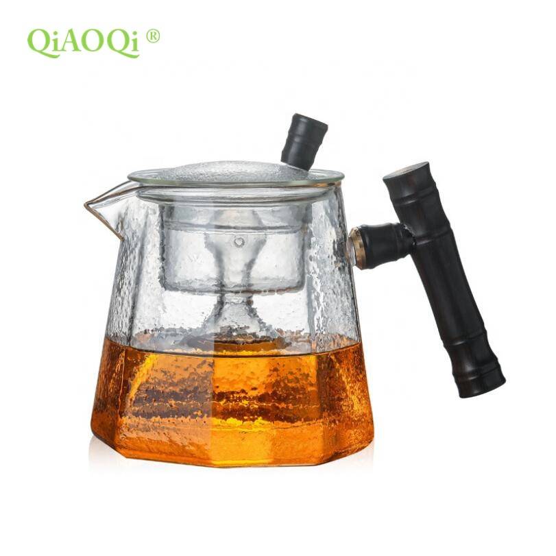Clear high borosilicate glass tea pot with removable glass infuser
