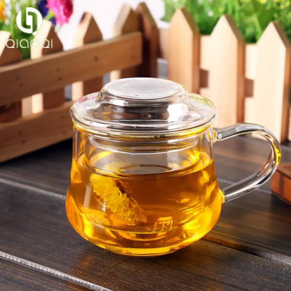 Glass Tea Cup Mug Set with Lid and Infuser Heat-resistant Glass Teapot Water Bottle