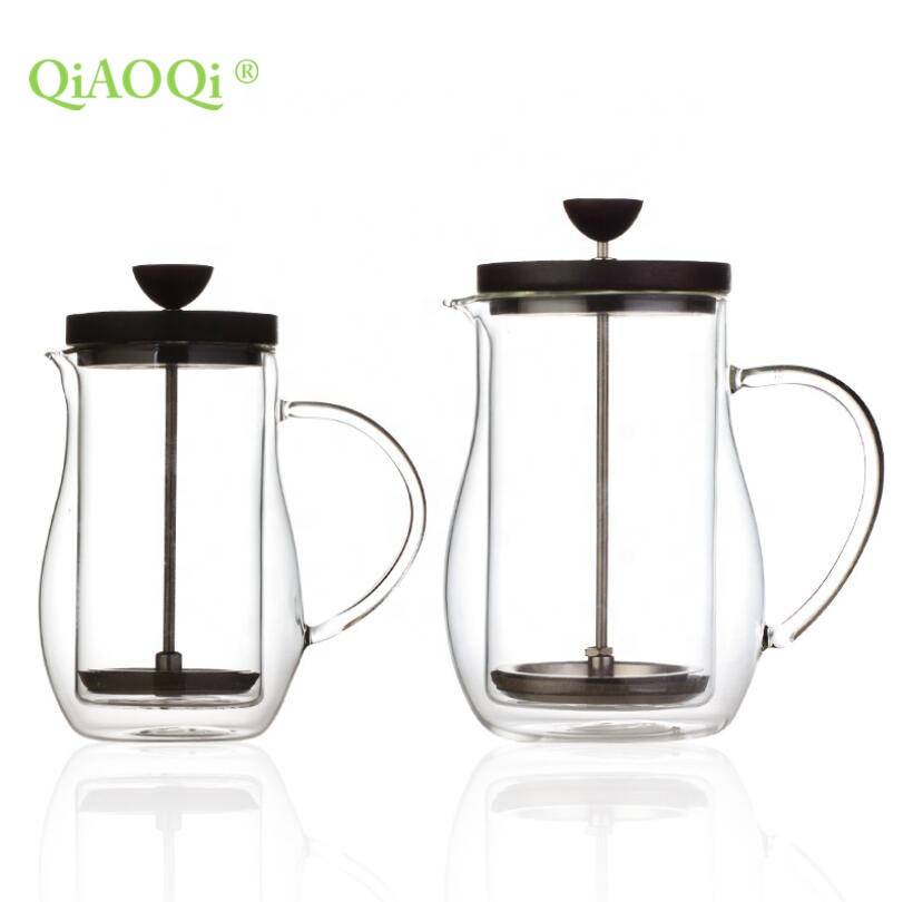 350ml, 600ml Round shape double wall glass french press