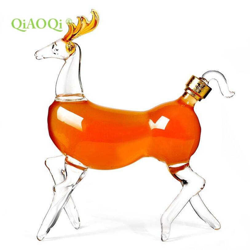 Factory Customized Animal Deer Shaped Clear Glass Decanter 500ml Clear Wine Glass Bottle
