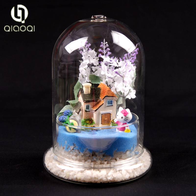 decorative flower glass dome with base set