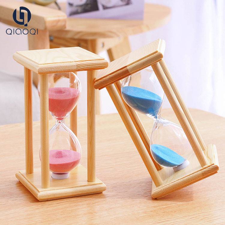 Wooden frame glass hourglass / sand timer hourglass for sale