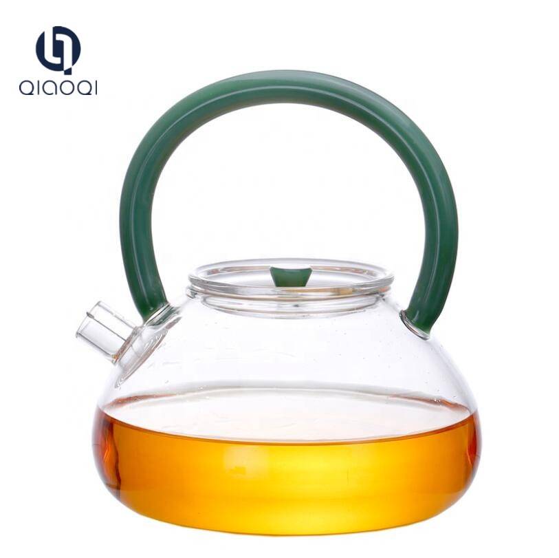 Promotional QIAOQI glass teapot with color handle
