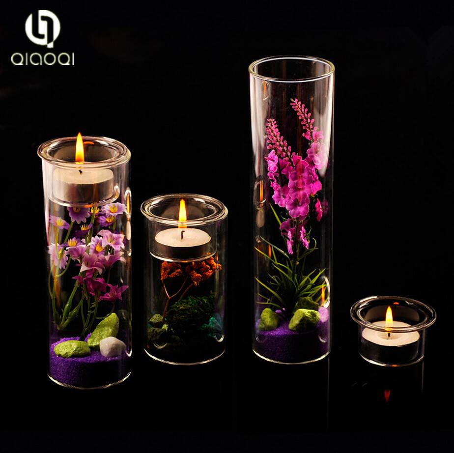 Creative Design China Gold Supplier hand blown cylinder glass candle holder
