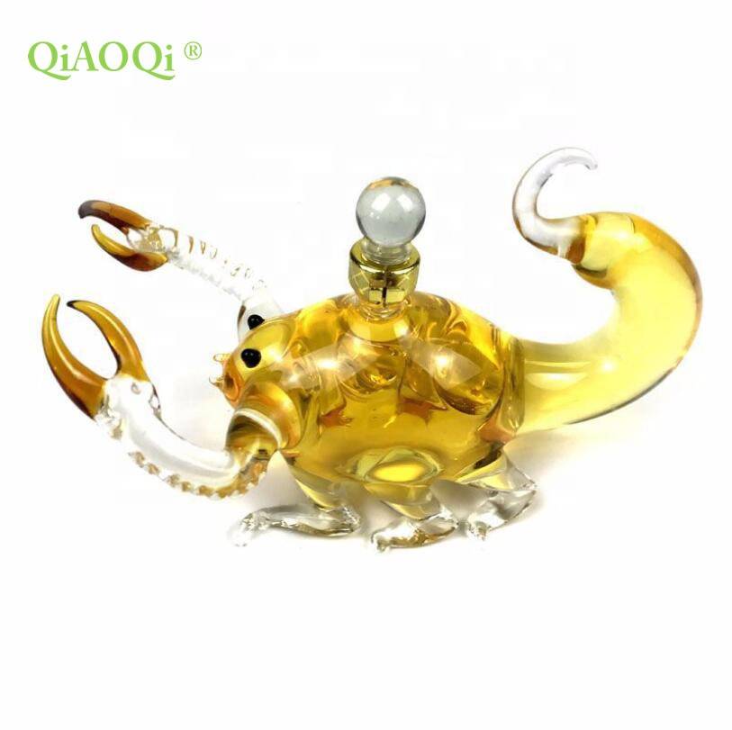 QiAOQi  New Design Handmade Heat Resistant Borosilicate Glass Bottle Animal Shaped Glass Bottle Scorpion Shaped Glass Bottle