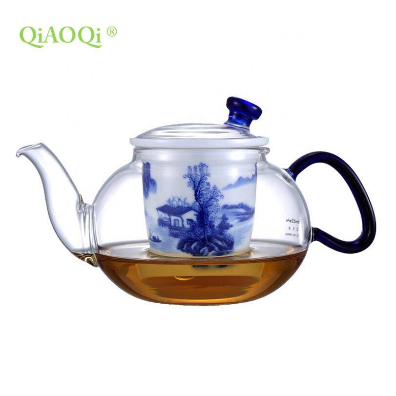600ml glass teapot with creamic infuser with custom LOGO
