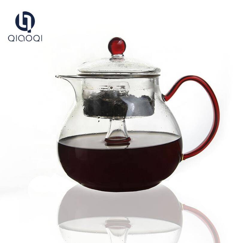 QIAOQI Glass Filtering Tea Maker Teapot with a Warmer and 6 Tea Cups Set