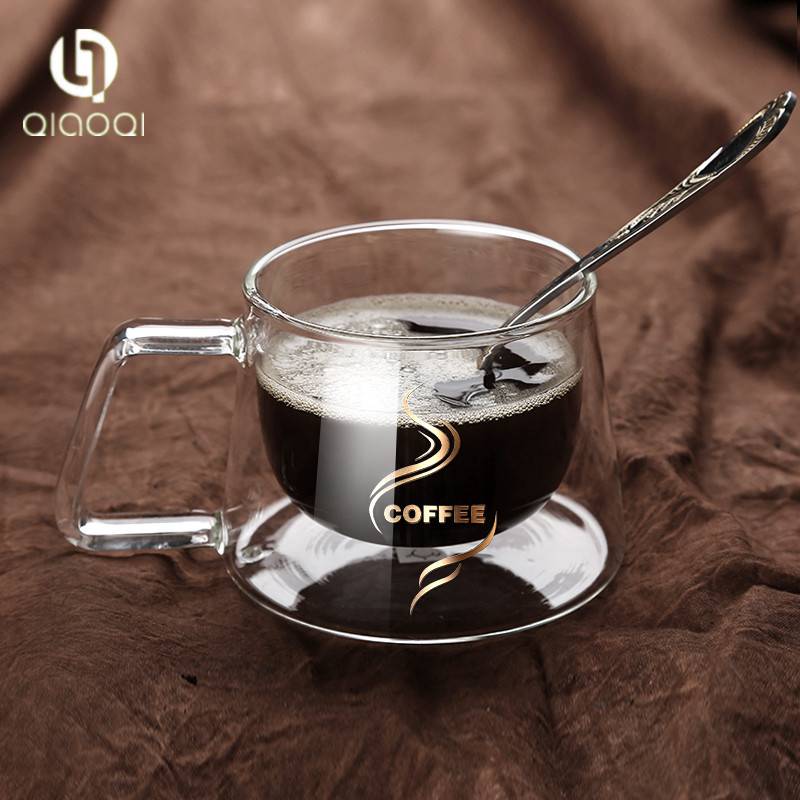 Factory Direct Sale custom double layer coffee glass cup