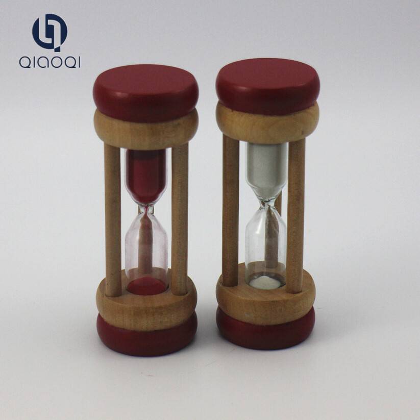 Mini small round wooden frame glass hourglass / 4 minutes hourglass