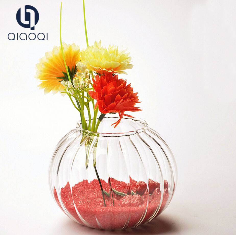 European style beautiful stripe transparent glass vase
