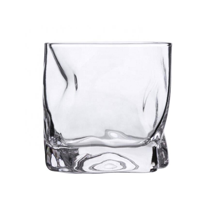 Hot sale high borosilicate handblown glass whiskey glass cup with gold rim