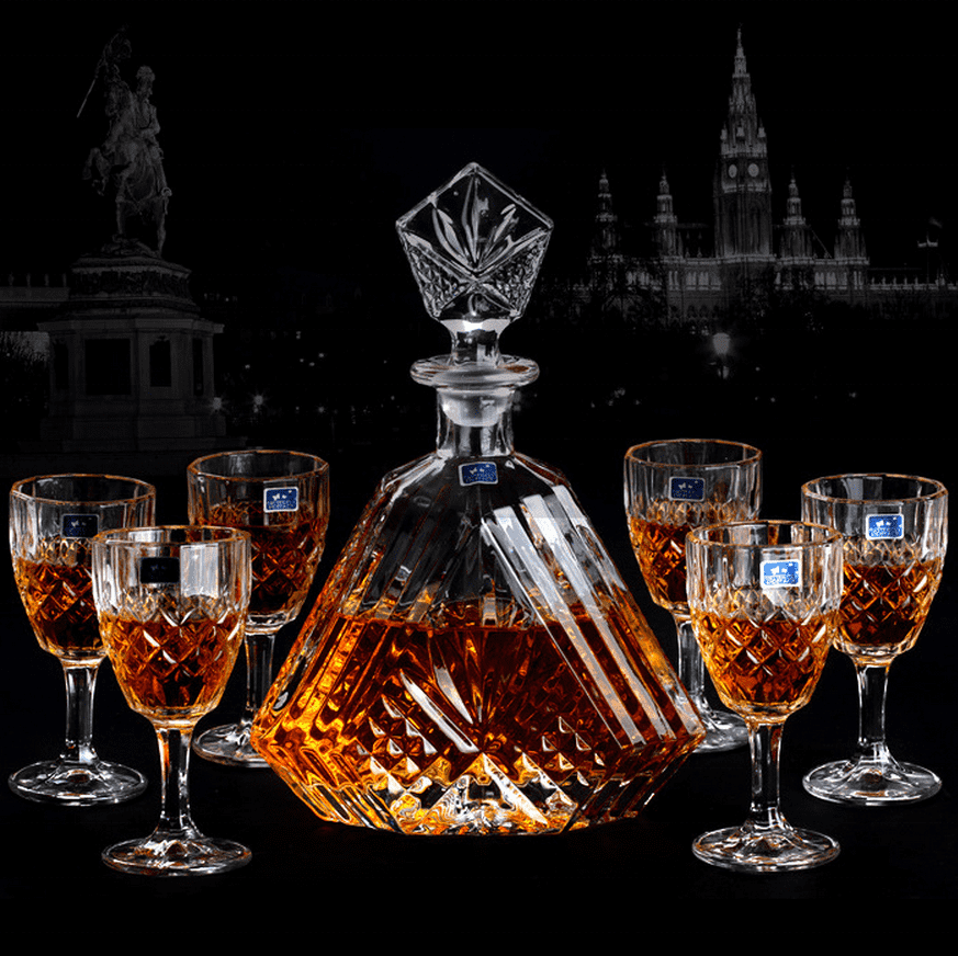 Hot sale high quality glass wine whiskey glass decanter set