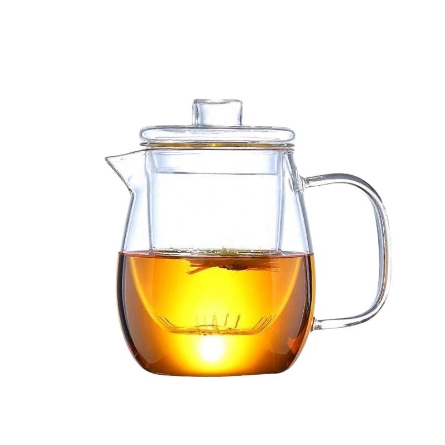 Hot sale high quality cheap 600ml flower tea pots clear small glass tea cup