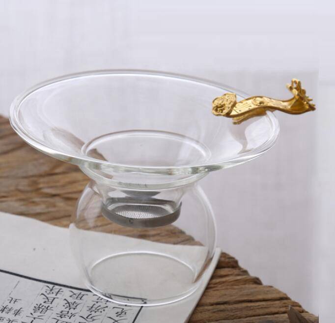 Wholesale high quality glass  clear glass Tea Strainers with stainless steel mesh