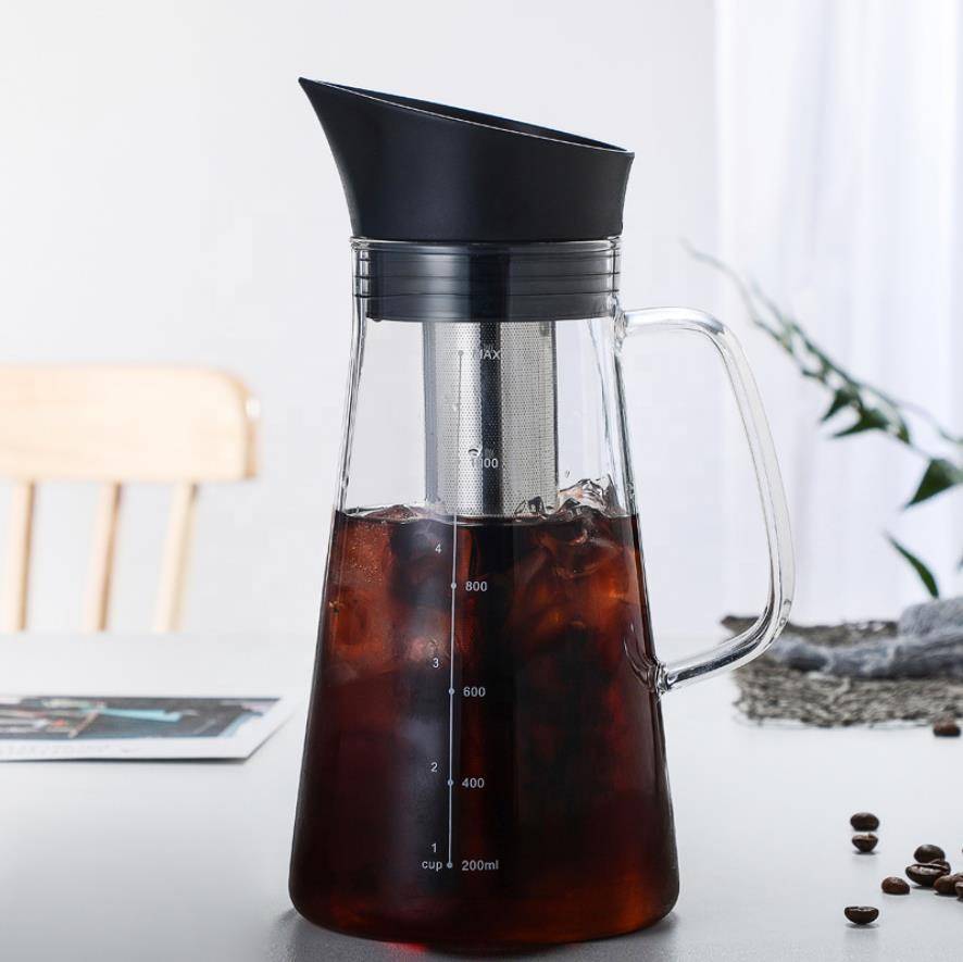 High borosilicate glass heat-resistant coffee pot large capacity glass water bottle 1.0 liter coffee cold brew coffee pot bottle