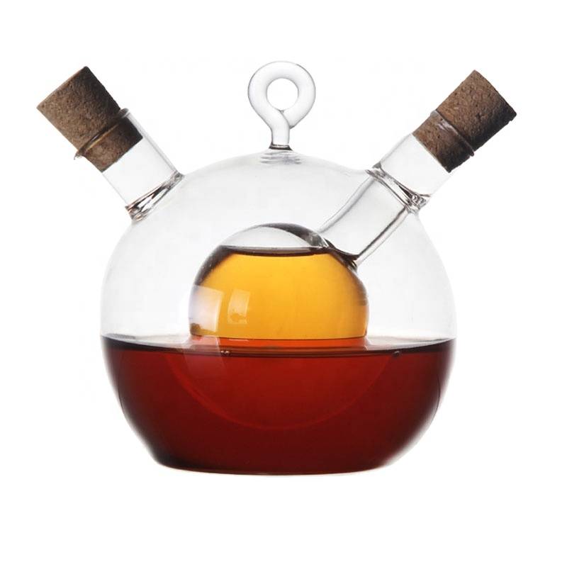 Hot sale clear glass ball shape Of Dual-Purpose cooking oil And Vinegar Bottle