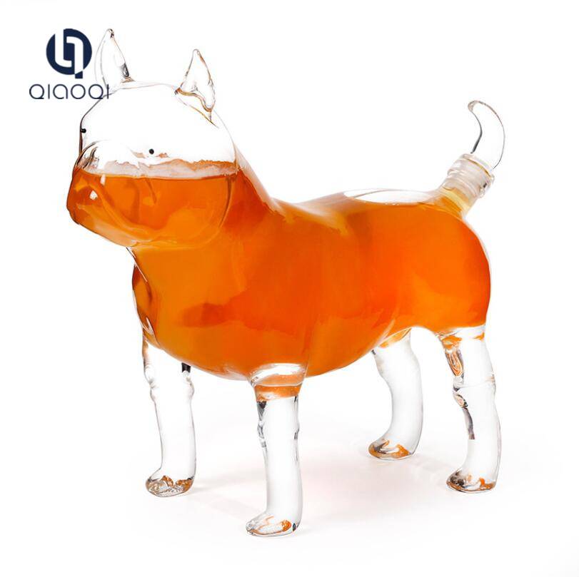 500ml Handblown Craft Gift Dog Animal Shaped Glass Decanter Wine Bottle