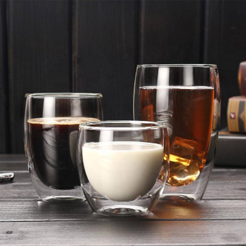 Wholesale 11oz egg shape clear pyrex custom handmade double wall glass cups tea coffee beer mug