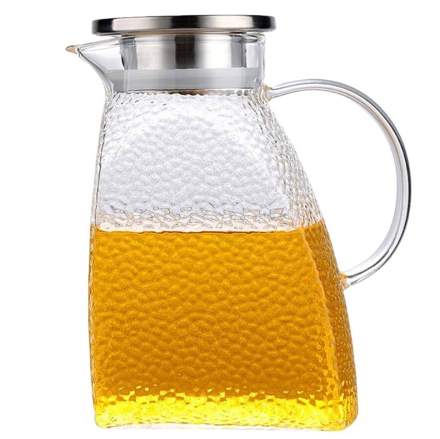 2020 New Style Glass Cold Water Pot 1400ml Large Capacity Glass Water Jug Set