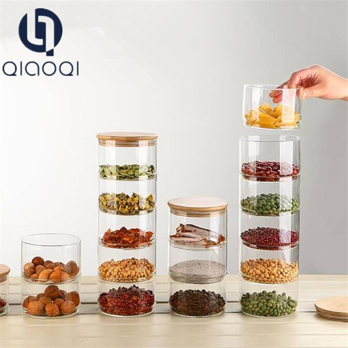 Handmade Home Kitchen Storage Sealed Glass Bottle Jar With Wooden Lid