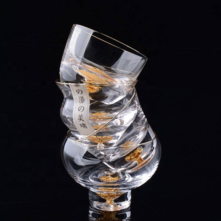 Handmade glass Heat resistant gold foil tea cup glass tea cup