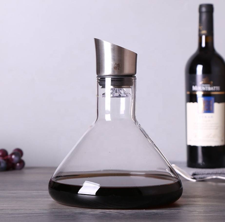 Best selling products 1500ml handmade leadfree crystal glass wine decanter with stainless steel lid