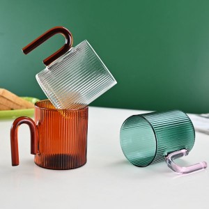Contrast color simple vertical grain heat-resistant glass u-shaped color handle