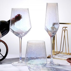 2021 new textured wine glass amber pastel color vintage retro wine glasses wedding party decorative luxury crystal wine glasses