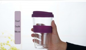promotional new travel keep glass reusable coffee cup mug with silicone lid and sleeve