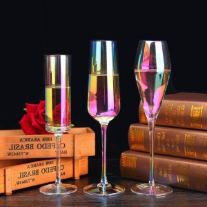 China factory handmade New cheap custom water colored goblet glass red wine cup with gold rim