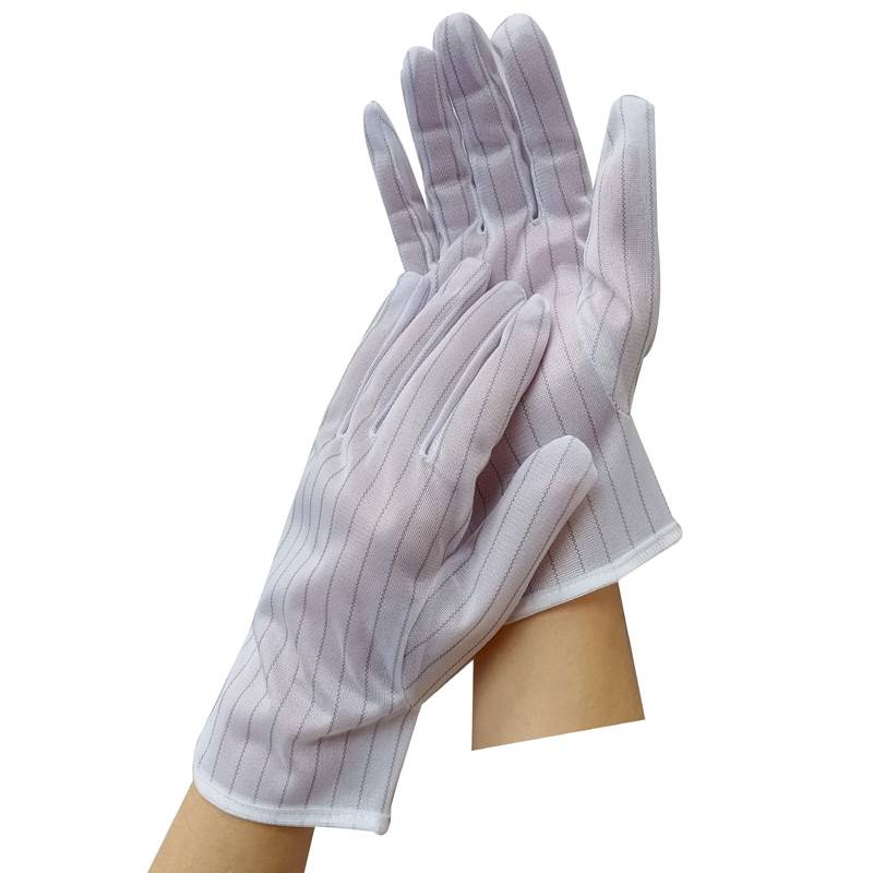 New 2020 White Anti-static Working ESD Lint Free Polyester Stripe Gloves