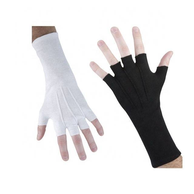 white half finger long cotton glove