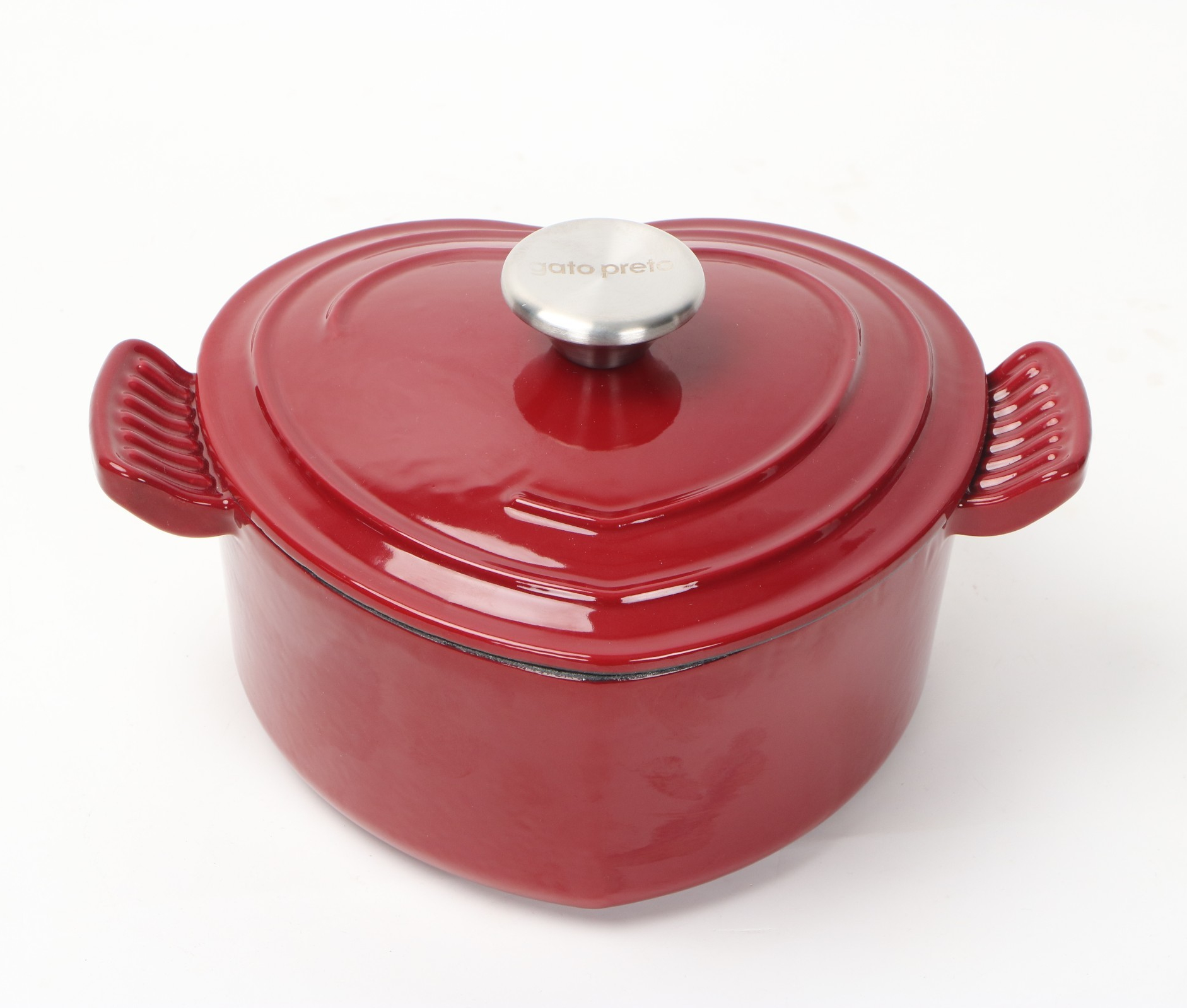 Hot Sell Cast Iron Heart Casserole with Stainless Steel Lid Stocked