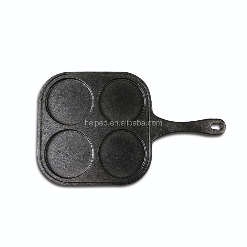 cast iron 4 holes fry pan for eggs/meat/dumplings manufacturer china