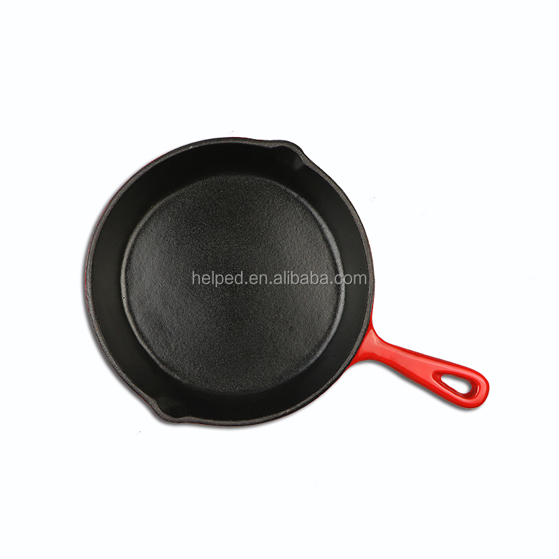 Cast iron non-stick enamel frying pan ,fryer pan with short handle