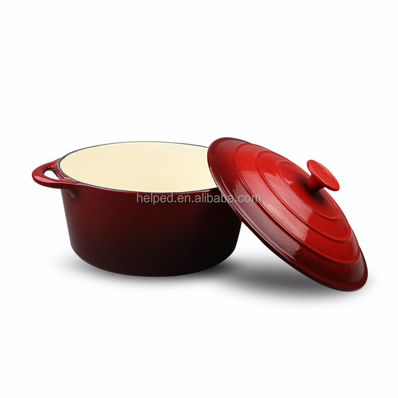 Чугунен червен емайлиран кръгъл съд за готвене/тенджера за супа на най-добра цена