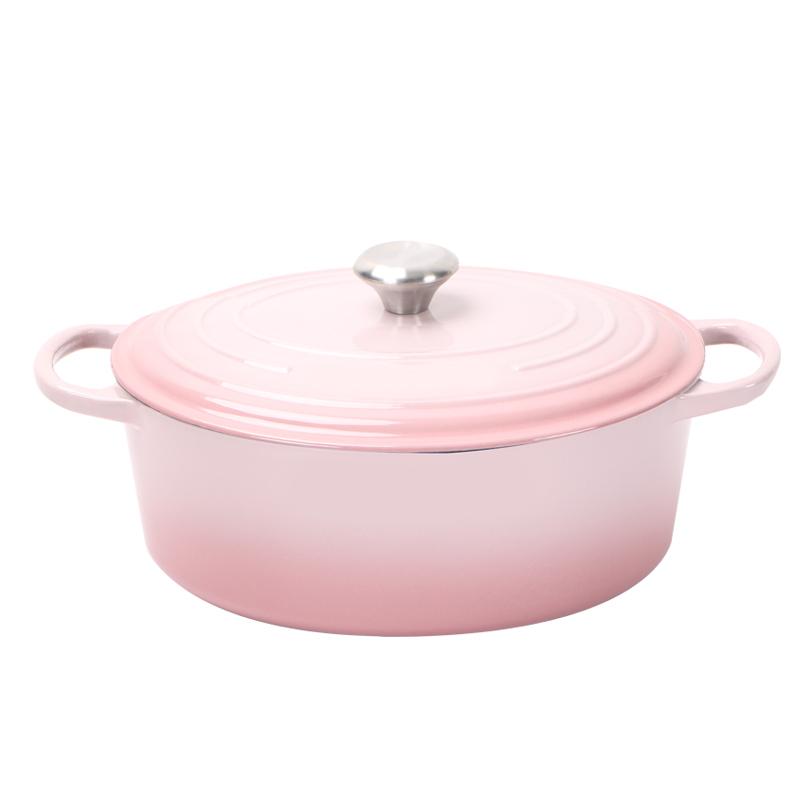 Cast iron oval enamel casserole pot
