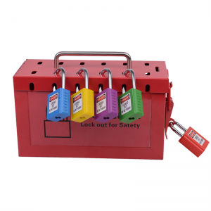 Caixa de bloqueo do kit de etiquetado de candado de seguridade de loto de aceiro portátil Qvand Factory