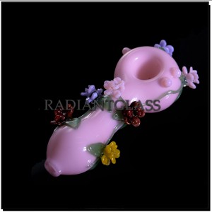 Grosir Jade Pink Kaca Merokok Pipa Bunga Mangkuk Pipa Asap Tembakau Mangkuk Buatan Tangan