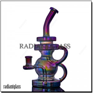Fumed Rainbow Electropated Recycler Glass Bong