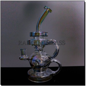 Fumed Rainbow Electropated Recycler Glass Bong