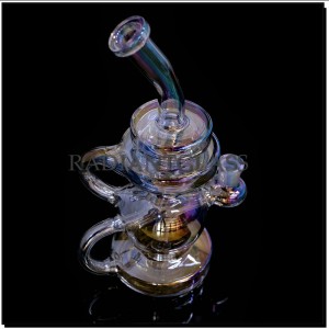 Fumed Rainbow Electroplated Recycler Glass Bong