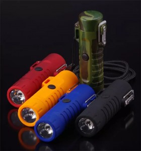Producentens direkte sælgende udendørs camping vandtæt og vindtæt USB opladning dobbelt lysbue lighter med lommelygte funktion