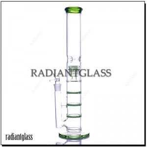 14 ນິ້ວ Triple Disc Glass Bong Straight Tube Bong ທໍ່ນ້ໍາຢາສູບ