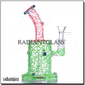 Glow In the Dark Glass Bongs Water Pipe Hookah Smoking Bent Neck Novelty Bong Colorful With Eyes