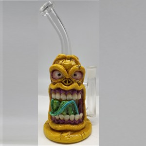 Unikāls dizains Dab Rigs Stikla Bong ar vēsu zobu un acu dekorēšanas stikla ūdens cauruli