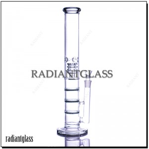 14 Inches Triple Disc Glass Bong Straight Tube Bong Tobacco Water Pipe