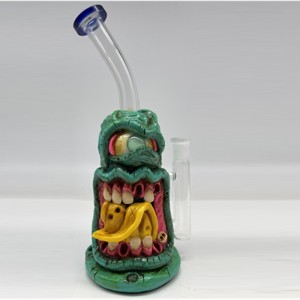 Ainutlaatuinen muotoilu Dab Rigs Lasinen Bong viileällä hampaiden ja silmien koristelulla vesiputkella