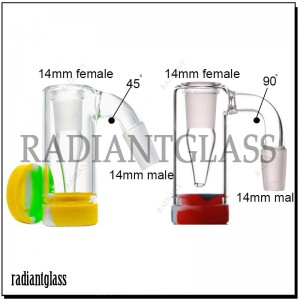 14.5mm Male to Female 45 Degree Glass/Silicone Ash Catcher