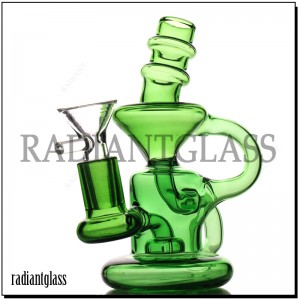 Medium Klein Recycler Bong Glass Water Pipes Dab Oil Rigs Awesome Showerhead Perc Bowl Quartz Banger